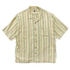 古着 トミーバハマ シルク 開襟 アロハシャツ ハワイアンシャツ ストライプ柄