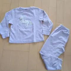 130cm GU フリース パジャマ パープル ユニコーン刺繍 女の子 子供