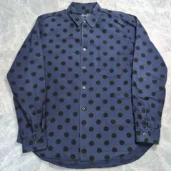 BLACK　COMME des GARCONS　水玉　シャツ　Lサイズ ネイビーのサムネイル