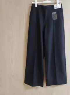 【新品】ユニクロ　ブラッシュドジャージワイドパンツ　ダークグレー（L）