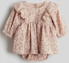 H&M 花柄フリルロンパース