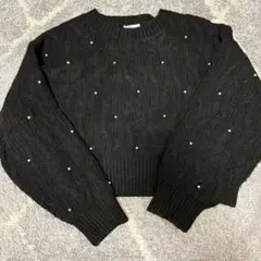 earth music&ecology パール&ケーブルニットプルオーバー