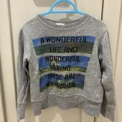 グレー スウェット トレーナー メッセージプリント　　100