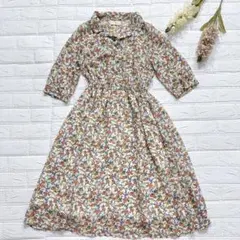 【美品】r·p·s 花柄 開襟 ミモレ丈 ワンピース