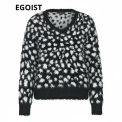 EGOIST エゴイスト　レオパード風シャギーニット　Ｖネック　ふわふわ　秋冬