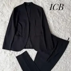 ICB アイシービー セットアップ パンツスーツ ノーカラージャケット 手洗可2