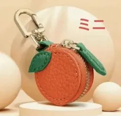 【新品】バッグ チャーム フルーツ オレンジ コインケース キーホルダー　ミニ