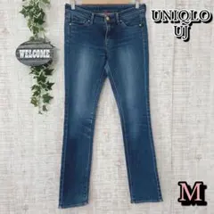 【UNIQLO】ユニクロ UJ ストレートデニム M ブルー 牛革