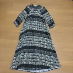 grove 総柄 ロングシャツワンピース ブラック系 L