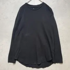 H&M 長袖Tシャツ ロンT クルーネック ラウンド裾 無地 S 黒 綿