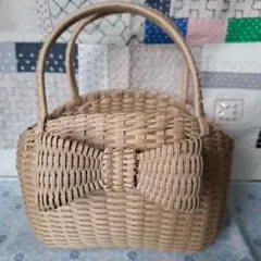 クラフトバンド リボンのカゴバック