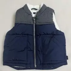 【美品】baby GAP ネイビー グレー 中綿ベスト ダウンベスト 80㎝