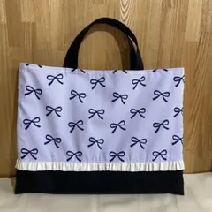 入園入学グッズ　ハンドメイド　レッスンバック　リボン　フリル