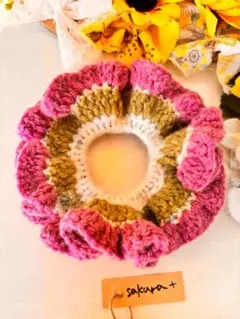 シュシュ　毛糸　髪飾り　ヘアゴム　ヘアアクセサリー　フリル 1