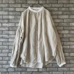 manon マノン バンドカラー ブラウス シャツ リネン