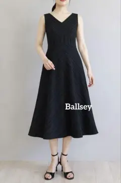 Ballsey シルクコットン　エレガントロングワンピース　ブラック　38のサムネイル