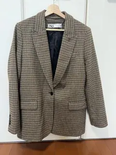 ZARA チェック柄ジャケット EUR M 肘当て付き