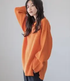 【LOWRYS FARM】オレンジ オーバーサイズ ニットセーター