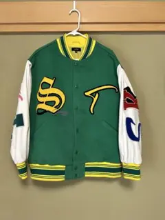 刺繍入りスタジャン グリーン/ホワイト