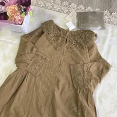 サマンサモスモス　新品タグ付　レース　袖口　ワンピース　カーキ