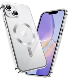 iPhone 15 ケース クリア MagSafe対応(シルバー)