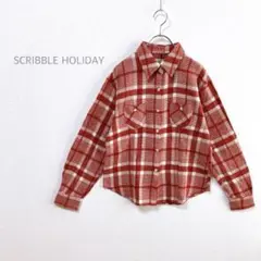 【SCRIBBLE HOLIDAY】　チェック　ネルシャツ　マーブルボタン