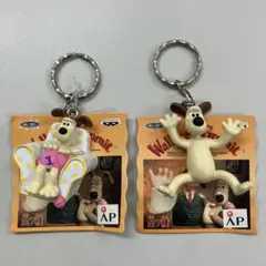 未使用品　ウォレスとグルミット　レトロ　キーホルダー　フィギュア　バンプレスト