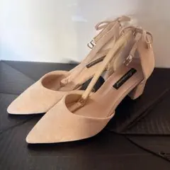 秋冬 レディース スエードパンプス ドレスシューズ ポインテッドトゥ（ベージュ）