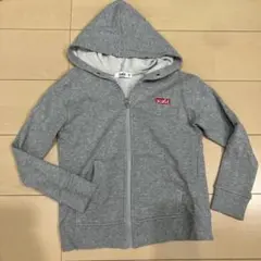 グレー フード付きジッパーパーカー