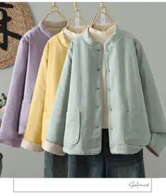 秋冬新作 両面着れる服 レトロデザイン エレガント 中綿入り アウター 3色展開