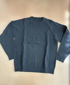 無印良品　洗えるミラノリブ編み　クルーネックワイドセーター　紳士Ｍ　ダークグレー