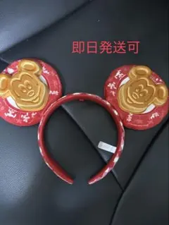 ディズニー ミッキー カチューシャ　ワッフル　赤チェック