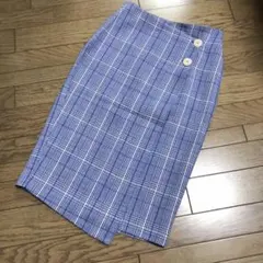 マンゴMANGO ゆったりIライン膝下ロングチェック柄ラップスカート巻きスカートのサムネイル