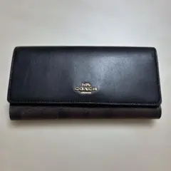 COACH 長財布 ブラック レザー