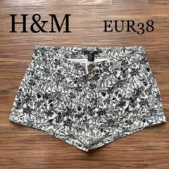 H&M 花柄 ショートパンツ Mサイズ(EUR38) ネイビー