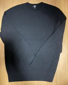 ユニクロ カシミヤ100% クルーネックニット 黒 M クリーニング済