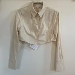TOPSHOP ベージュ クロップドシャツ yooxのサムネイル
