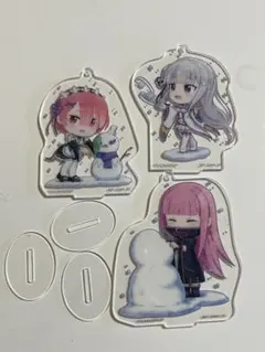 リゼロ　ミニアクリルスタンド　一番くじ　ラム　エミリア　リューズ