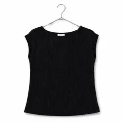 680×9,INED リブニット ノースリーブ 黒