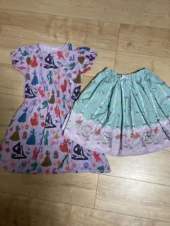 ディズニープリンセス 半袖ワンピースとスカート セット 130.120