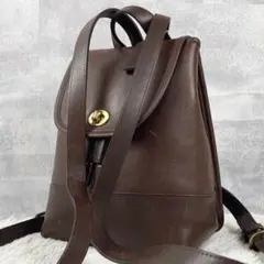 美品 オールドコーチ レザー バックパック ターンロック 巾着 クラブタン 茶