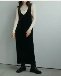 アンヌーク　Velour Uneck Onepiece　ブラウン 36