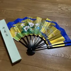 舞扇子 花柄 金色装飾 専用箱付き