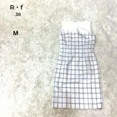 ◇R・F ノースリーブワンピース M ホワイト チェック柄 ひざ丈のサムネイル