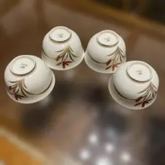 香蘭社　花柄金縁湯飲み4個セット