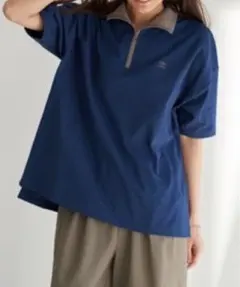 アンブロ　ハーフジップ　ポロシャツ　ネイビー　Lサイズ