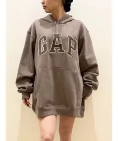 GAP ロゴ　ジップアップパーカー　ピンク　裏起毛　XS