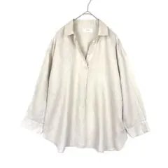 UNIQLO プレミアムリネン スキッパーシャツ 七分袖 生成色 M