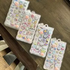 ゆるカワ系動物(ウサギ、ネコ、クマ)キャラクター ステッカー 4パック