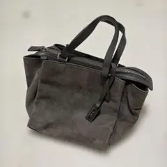 銀座カネマツグレー レザー 2wayハンドバッグ